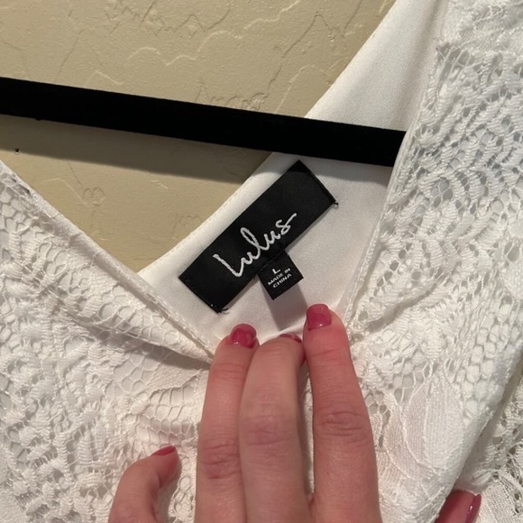 Lulus Allure 'Em In White Lace Bell Sleeve Bodycon Dress L - Picture 7 of 9